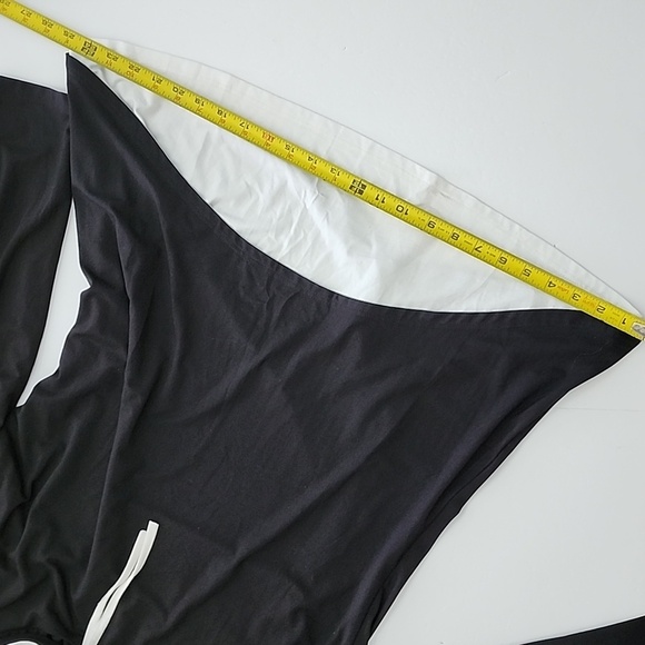 Papa Cowl Neck  Black White Layered Long Sleeves Tunic Top Bamboo Drapy Size L - Picture 11 of 11